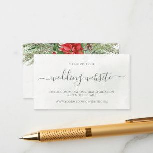 Carte D'accompagnement Noël Poinsettia Mariage de verdure d'hiver