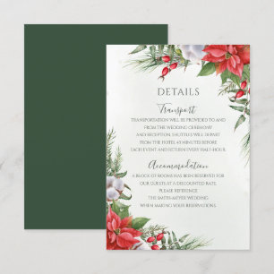 Carte D'accompagnement Noël Poinsettia Mariage de verdure d'hiver