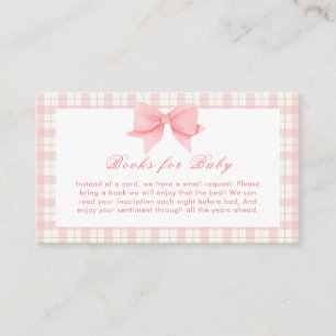 Carte D'accompagnement Nœud à carreaux en gingham rose Livres pour Baby S