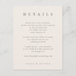 Carte D'accompagnement Noir avec beige Elégant Détails Mariage moderne