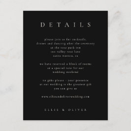 Carte D'accompagnement Noir avec Boho Beige Détails Mariage Moderne