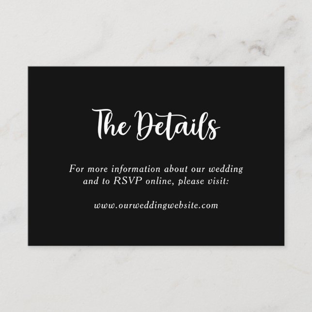 Carte D'accompagnement Noir Blanc Floral Botanogramme Nom du couple (Devant)