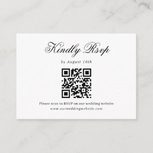 Carte D'accompagnement Noir Blanc Minimaliste Script Mariage QR Code Rsvp