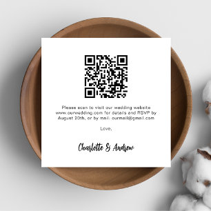 Carte D'accompagnement Noir blanc QR code mariage RSVP