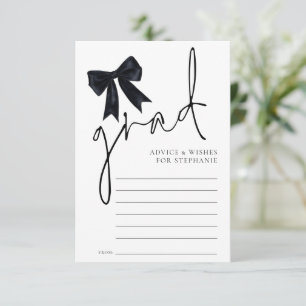 Carte D'accompagnement Noir Bow Grad Script Graduation Conseils Voeux