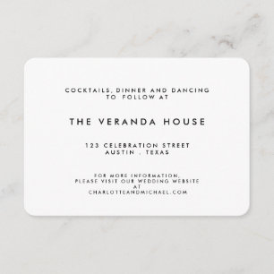 Carte D'accompagnement Noir chic Mariage moderne blanc