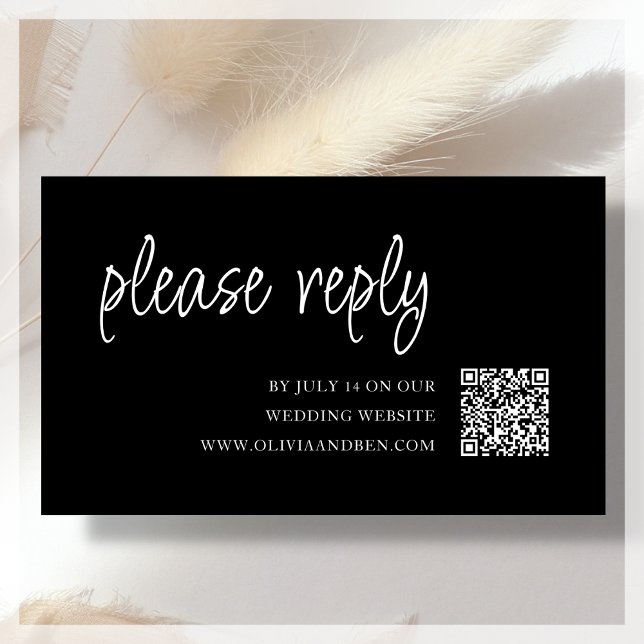 Carte D'accompagnement Noir | Code QR | RSVP de mariage (Créateur téléchargé)