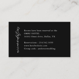 Carte D'accompagnement Noir Élégant Mariage Hébergements