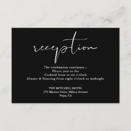 Carte D'accompagnement Noir Et Blanc Élégant Script Réception De Mariage