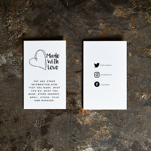Carte D'accompagnement Noir et blanc fait de coeur d'amour, liens sociaux