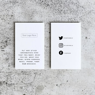 Carte D'accompagnement Noir et blanc votre logo liens sociaux