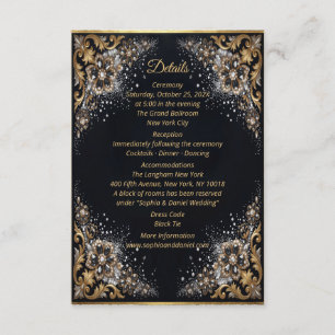 Carte D'accompagnement Noir Or Perle Diamant Arc Luxe Formel