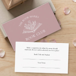 Carte D'accompagnement Nom du club de lecture Choisissez un livre