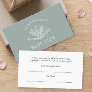 Carte D'accompagnement Nom du club de lecture Choisissez un livre
