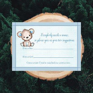 Carte D'accompagnement Nom Jeu mignonne Brown ours Baby shower garçon Jeu
