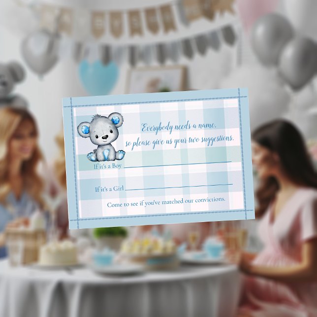 Carte D'accompagnement Nom Jeu mignonne ours garçon Baby shower jeu (Créateur téléchargé)