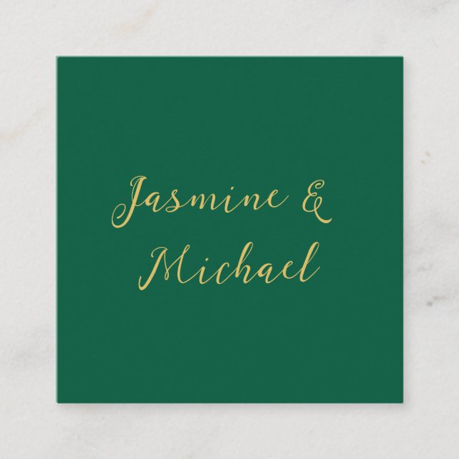Carte D'accompagnement Noms de couple de calligraphie classique vert et o (Devant)