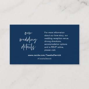Carte D'accompagnement Nos détails mariages, site, RSVP, Navy Blue