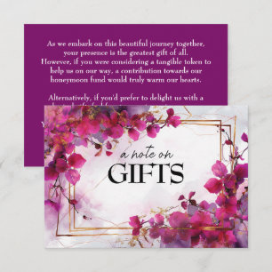 Carte D'accompagnement Note sur Cadeaux Fuchsia Enchantement : Aquarelle