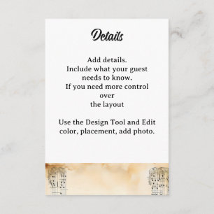 Carte D'accompagnement Notes de musique guitare Fleurs