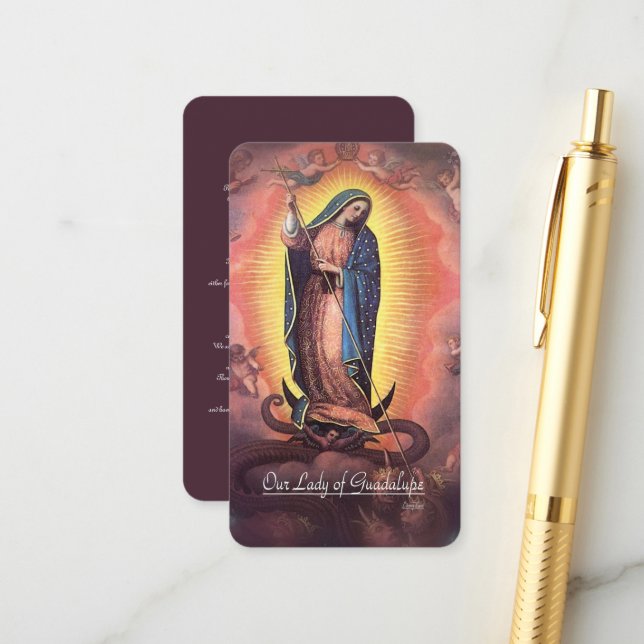 Carte D'accompagnement Notre Dame de Guadalupe Rév 12 avec Memorare (Devant/Arrière en situation)