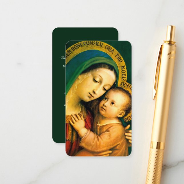 Carte D'accompagnement Notre-Dame du Bon Conseil avec prière (Devant/Arrière en situation)