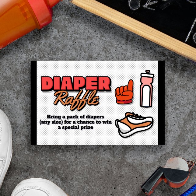 Carte D'accompagnement Notre petit biscuit est sur le chemin - Déchets (Our Little Rookie is on the Way - Diaper Raffle - Basketball themed Baby Shower)