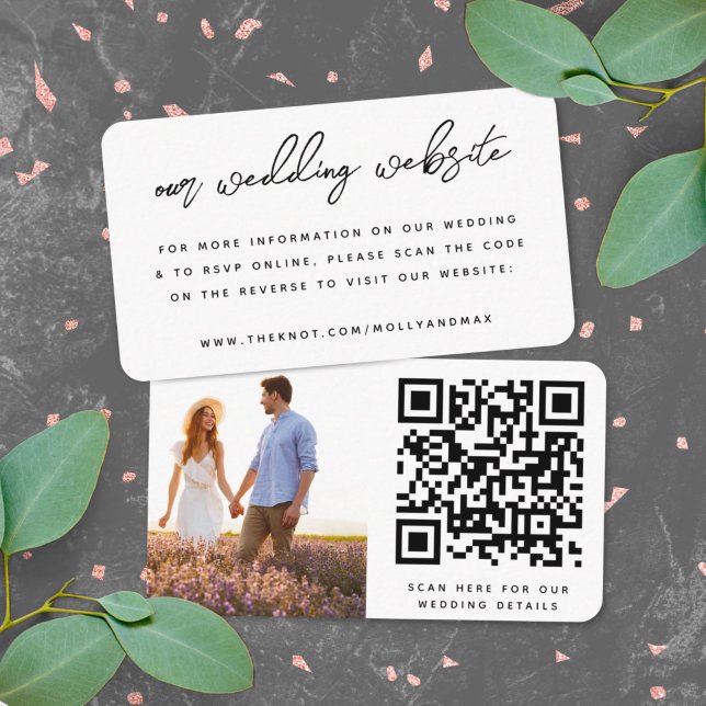 Carte D'accompagnement Notre site Mariage | QR Code photo simple RSVP (Direct guests seamlessly to your wedding website using this QR code photo invite enclosure card)