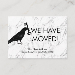Carte D'accompagnement Nous Avons Déplacé Corbeau & Clé Nouvelle Adresse 