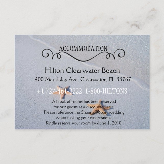 Carte D'accompagnement Nous deux | Plage Mariage Logement Instructions (Devant)