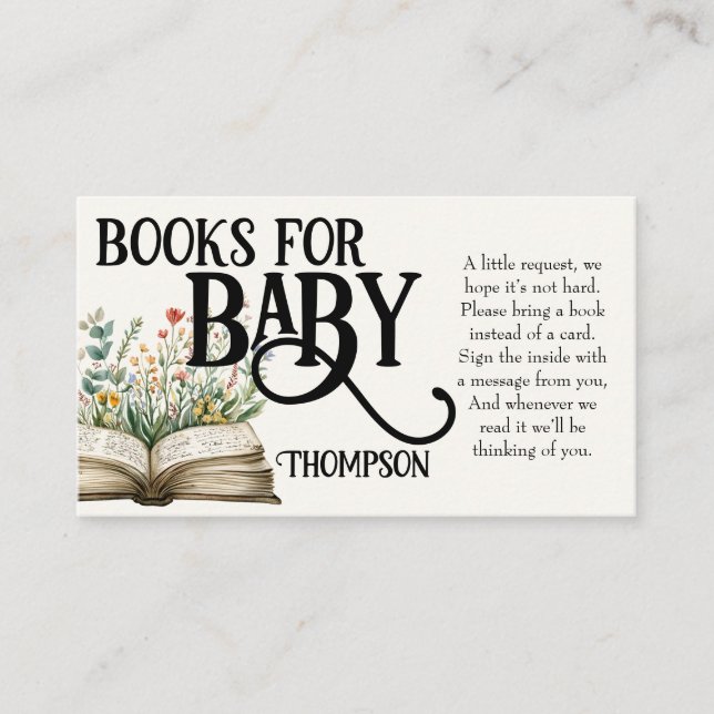 Carte D'accompagnement Nouveau chapitre commence Baby shower Fleur sauvag (Devant)