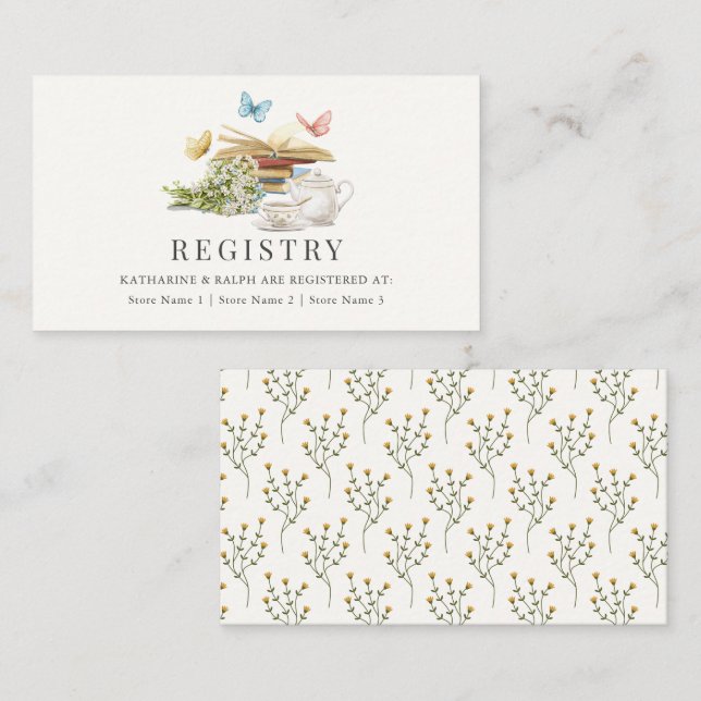 Carte D'accompagnement Nouveau chapitre Papillon Mariage Registre cadeau (Devant / Derrière)