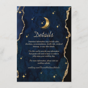 Carte D'accompagnement Nuit de noces Bleu Céleste Étoiles Lune 