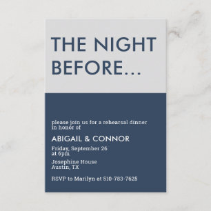 Carte D'accompagnement Nuit de répétition moderne minimaliste bleu marine