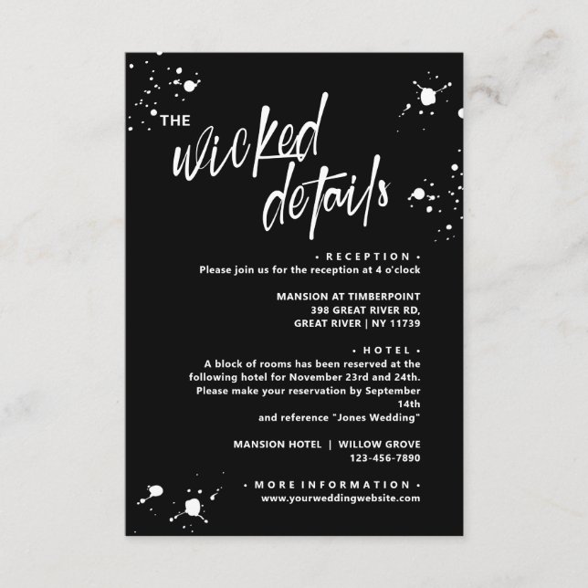 Carte D'accompagnement Nuit d'Halloween de la Mariage vivante (Devant)