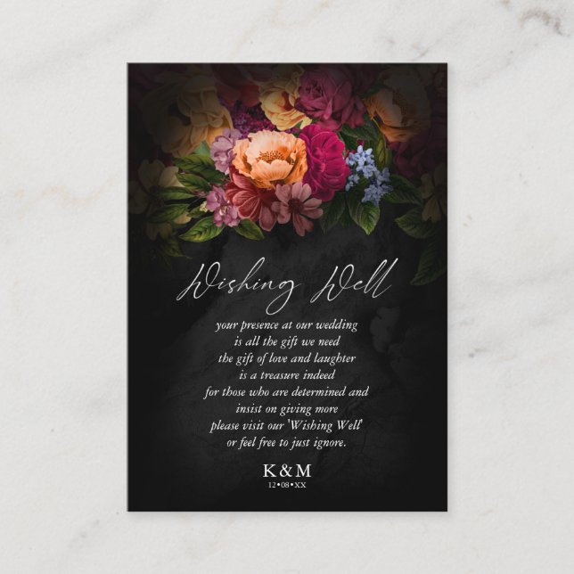Carte D'accompagnement Nuits Sultry Floral Mariage Wishing well V2 ID829 (Devant)