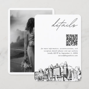 Carte D'accompagnement Oakland Mariage moderne Détails QR Code