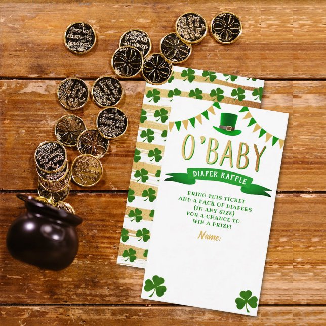 Carte D'accompagnement O'Baby St. Patrick's Day Baby shower Déchets Raffl (Créateur téléchargé)