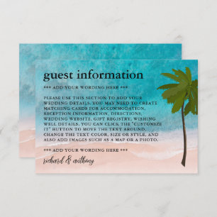 Carte D'accompagnement Ocean Beach Palm Tree Mariage Détails