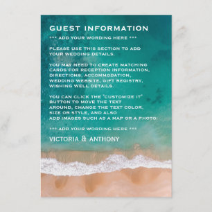Carte D'accompagnement Ocean Wave, Beach Wedding Détail
