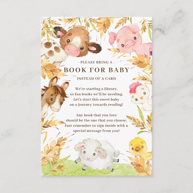 Carte D'accompagnement Oh Baby Farm Animals Baby shower Book for Baby (Devant)