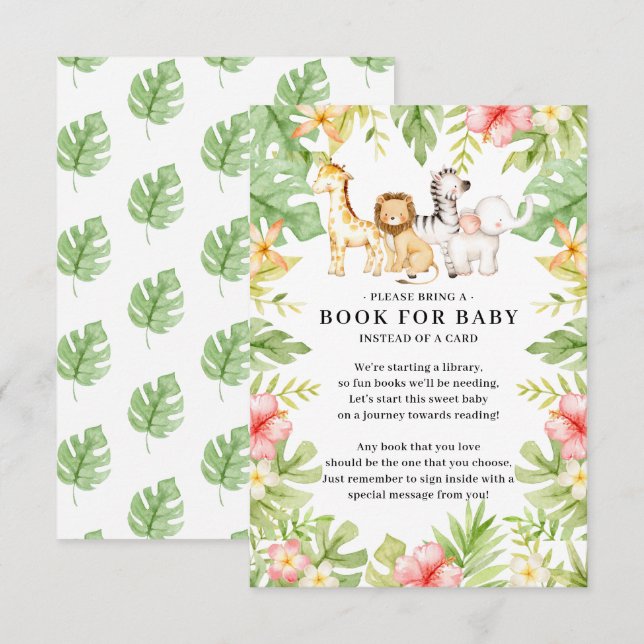 Carte D'accompagnement Oh Baby Jungle Baby shower livre pour bébé (Devant / Derrière)