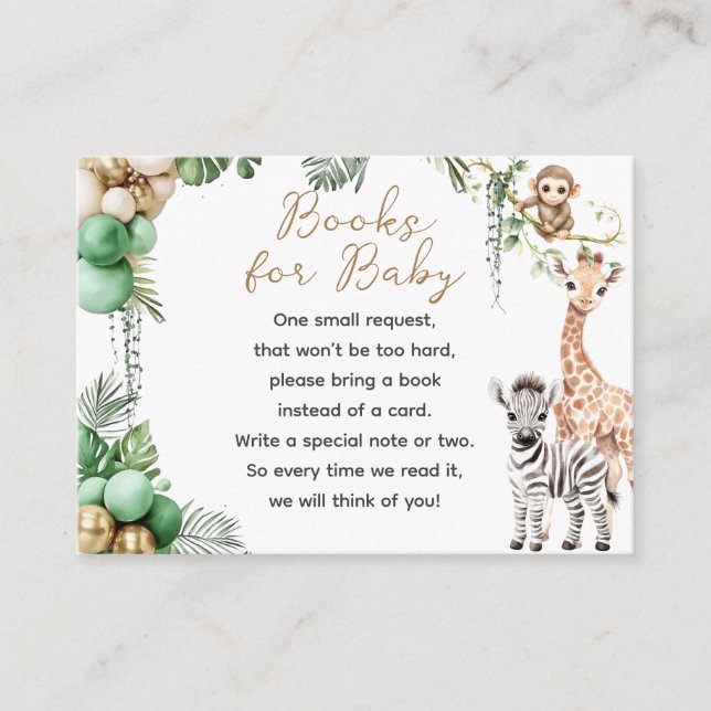 Carte D'accompagnement Oh Baby Safari animal Jungle Baby shower vert (Devant)
