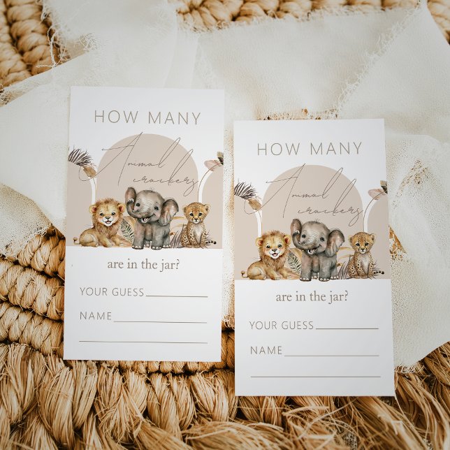 Carte D'accompagnement Oh Baby Safari Boho Shower animal cackackers jeu (Créateur téléchargé)