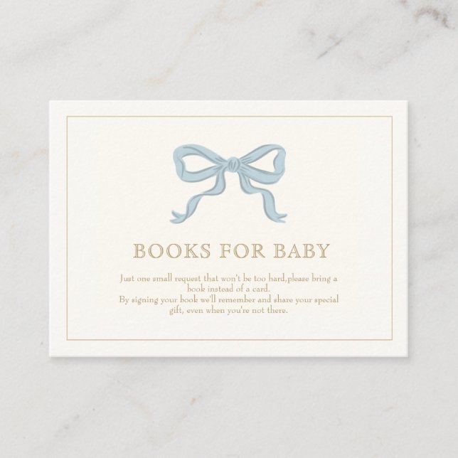 Carte D'accompagnement Oh boy Blue Ribbon Cute Elegant Livres pour bébé (Devant)