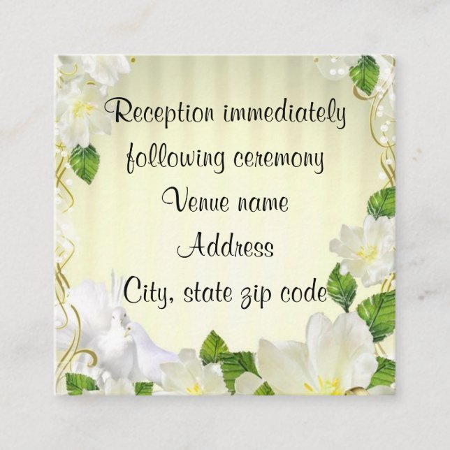 Carte D'accompagnement Oiseaux blancs mariage jaune (Devant)