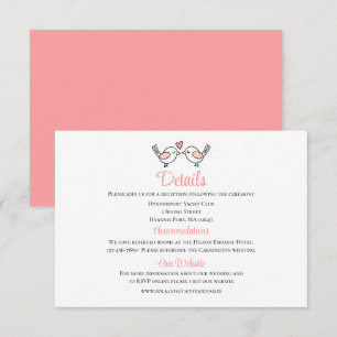 Carte D'accompagnement Oiseaux de l'amour fantaisistes Rose détails de ma