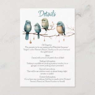 Carte D'accompagnement Oiseaux de Whimsical sur Branches Baby shower Past