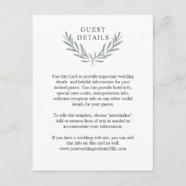 Carte D'accompagnement Olive Branches Laurel Wreath Détails sur l'invité