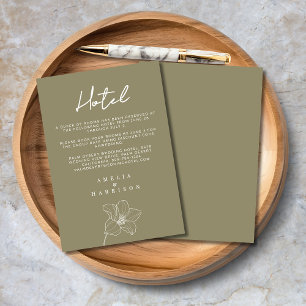 Carte D'accompagnement Olive Green Elegant Floral Mariage Hotel